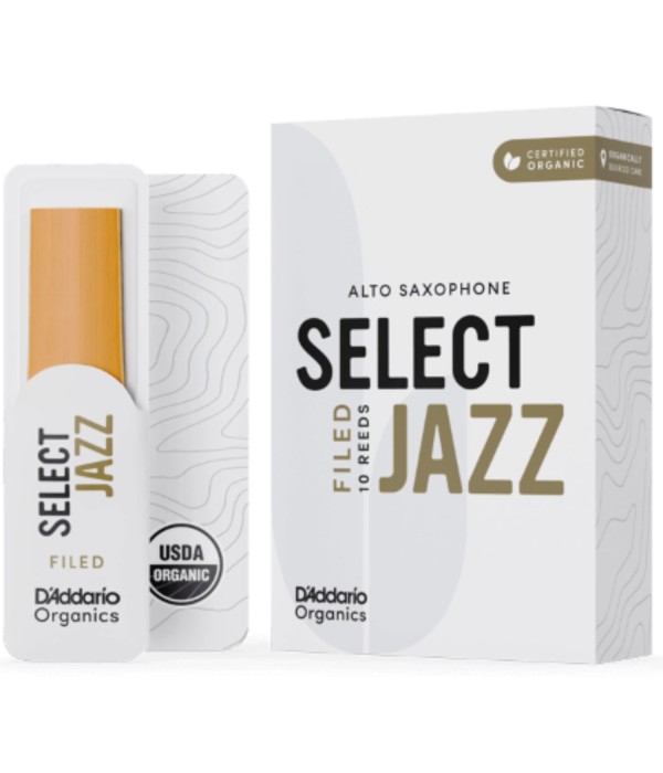 D''Addario Organic Select Jazz Filed Alto Saxophone Reeds, Strength 2 Medium,...