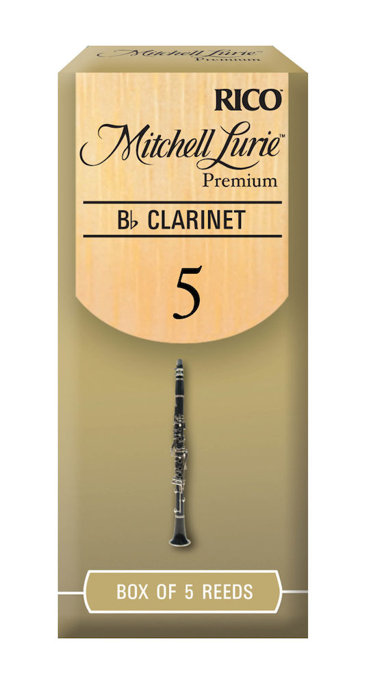D'Addario Mitchell Lurie Premium Bb Clarinet Reeds, Strength 5.0, 5 Pack
