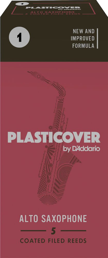 Plasticover by D''Addario Alto Sax Reeds, Strength 1, 5-pack