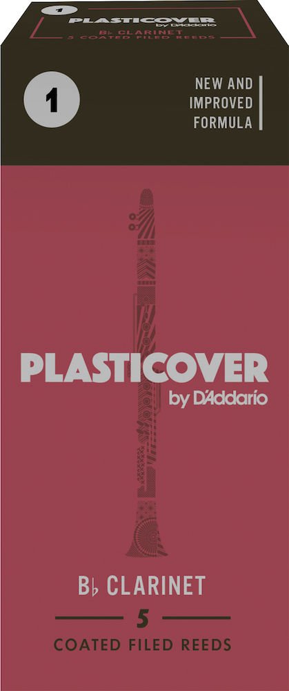 Plasticover by D''Addario Bb Clarinet Reeds, Strength 1, 5-pack