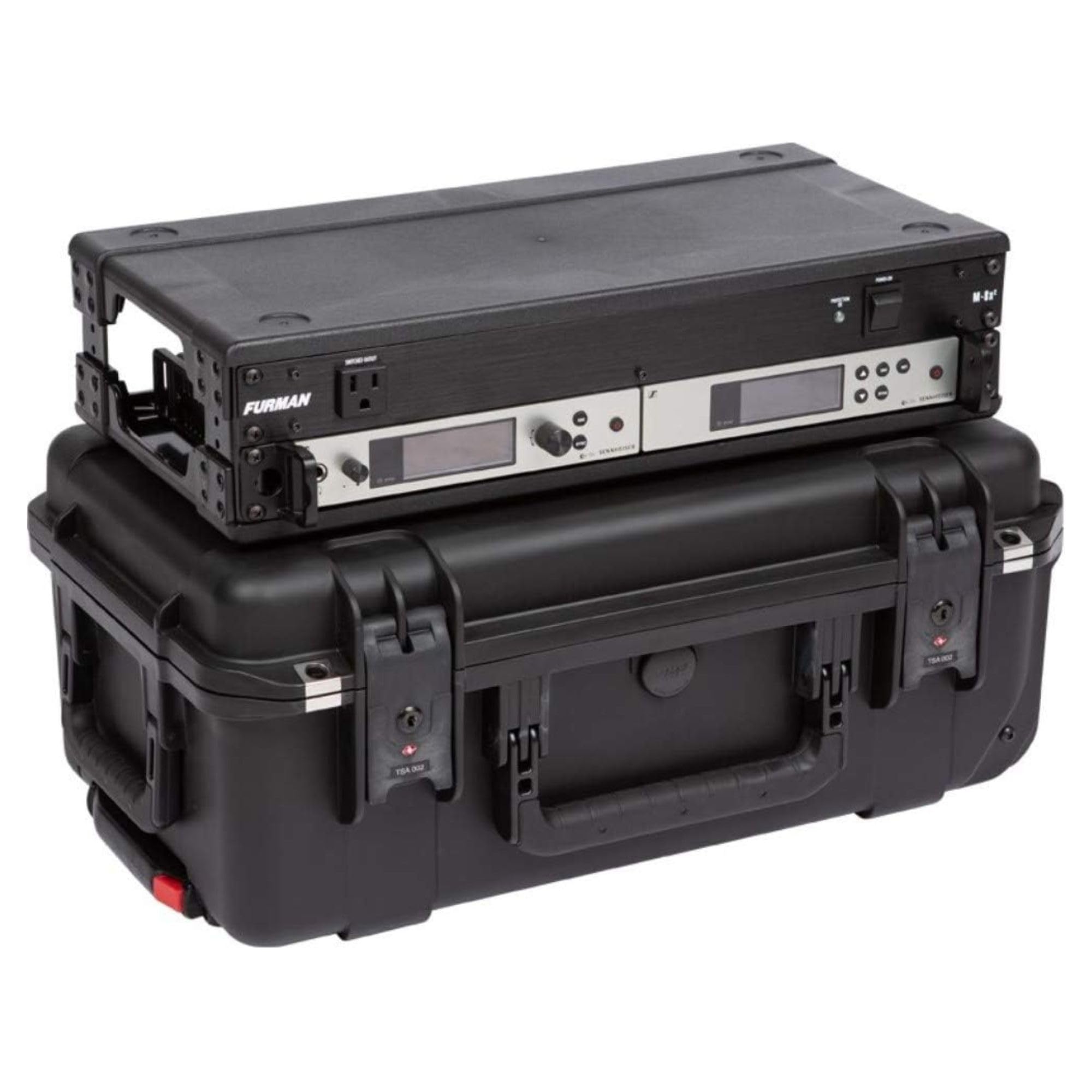 iSeries Case w/Removeable 2U Injection Molded 9" Deep Rack Cage, Carry-on size, TSA Latches, Wheels