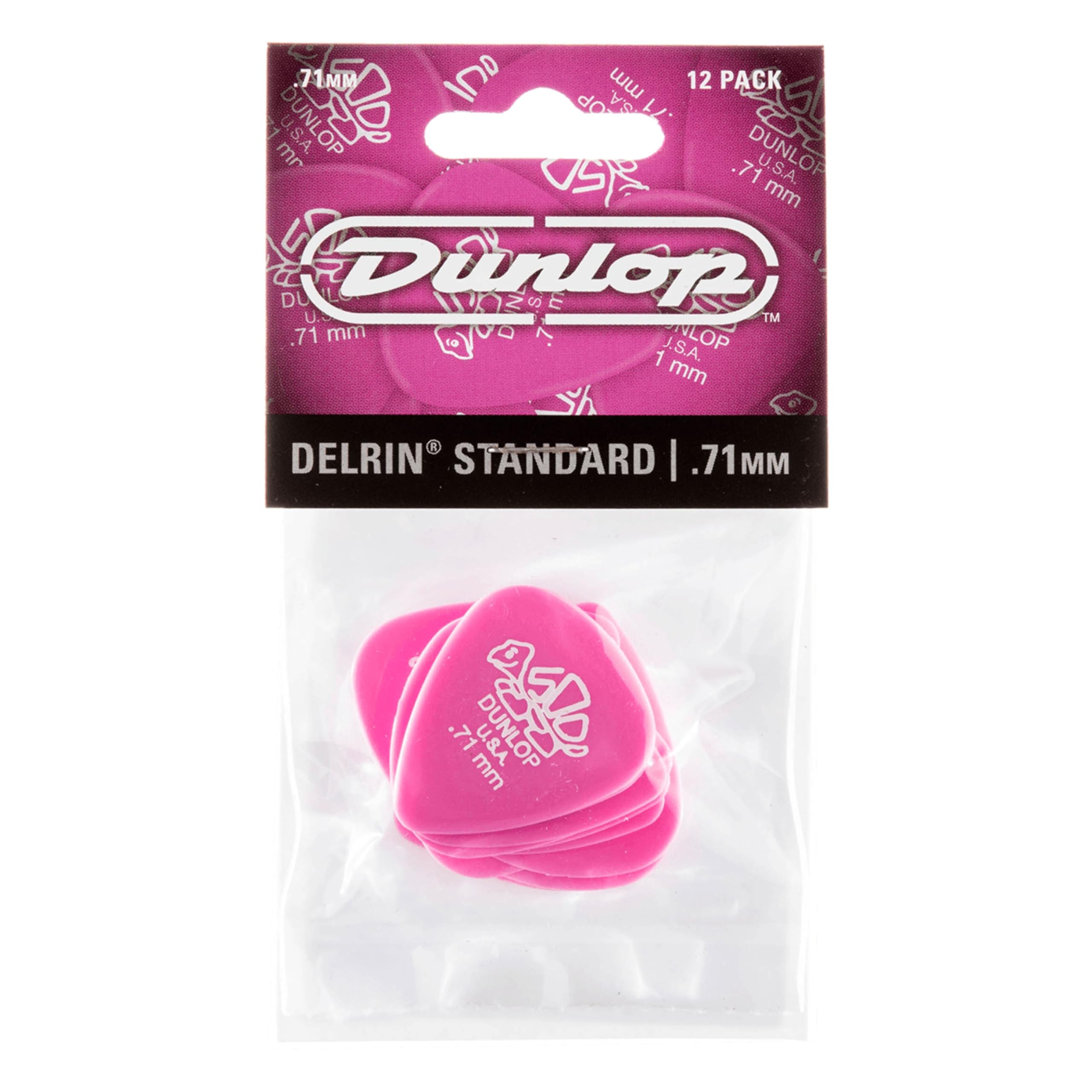 Dunlop Pick,Delrin,.71 Medium Pink,12
