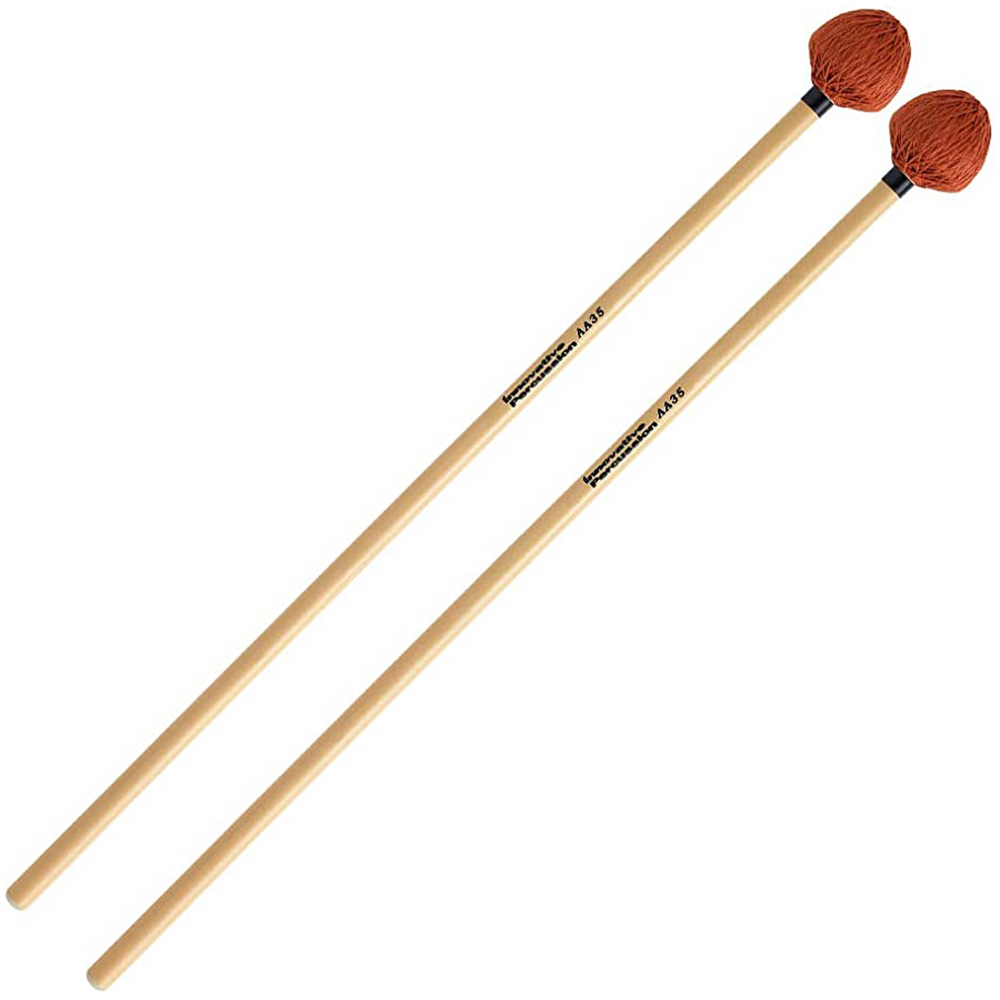 WRAPPED XYLOPHONE MALLETS - ORANGE CORD - RATTAN