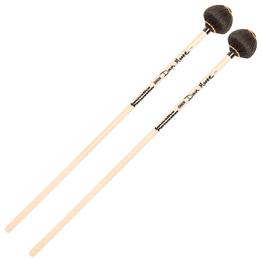 DAN MOORE / MEDIUM HARD VIBRAPHONE / MARIMBA MALLETS - BLACK CORD - RATTAN